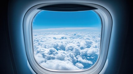 Plane window view of clouds