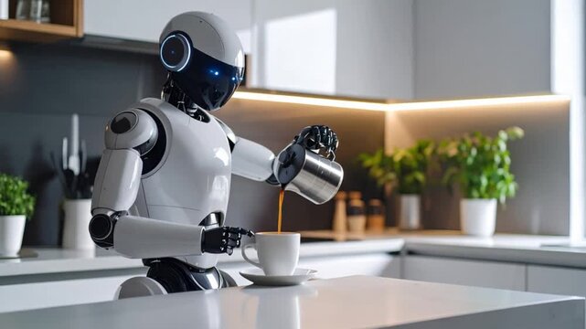 Robot preparing coffee