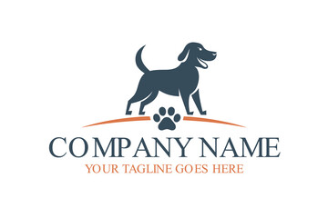 Pet Dog with Paw Logo