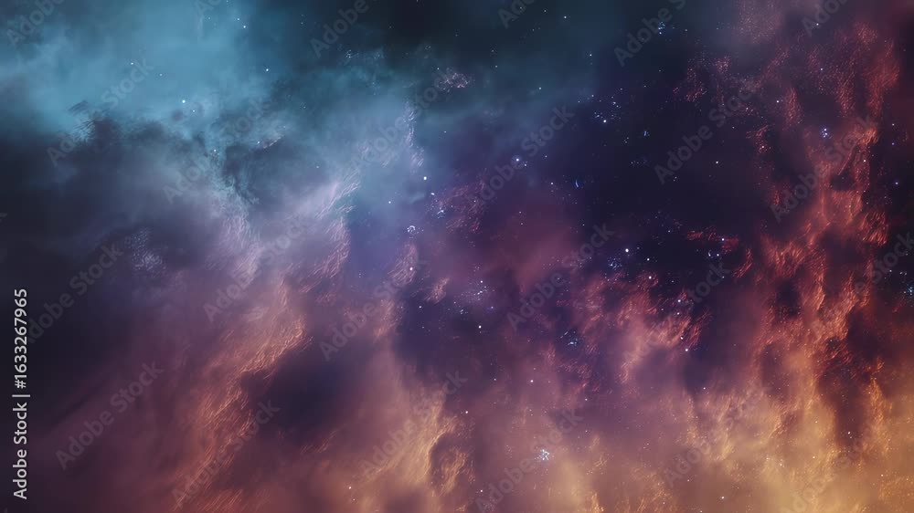 Wall mural vast cosmic nebula with glowing galaxies in deep space — abstract astronomy background featuring col