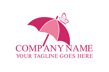 Pink Umbrella Butterfly Logo