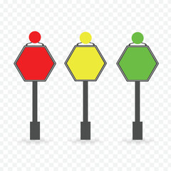 Traffic empty sign board, road signal control symbol or sign clip art vector illustration on transparent background