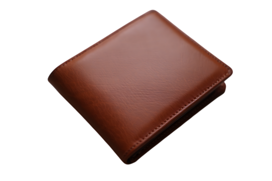 Classic Brown Leather Bi-Fold Wallet with Smooth Texture and Stitching