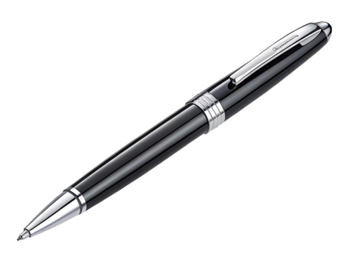 Elegant Black Rollerball Pen on Dark Background for Business and Writing Concepts with Smooth Lines and Metal Accents