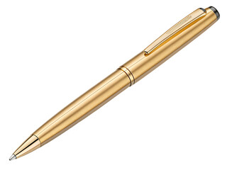 Naklejka premium Elegant Gold Pen Isolated on Black Background for Business and Writing Concepts Minimalist Style High Detail