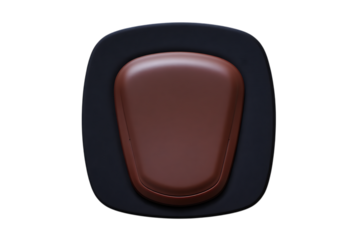 Minimalist abstract oval design featuring a smooth, glossy brown inner shape within a darker matte frame.