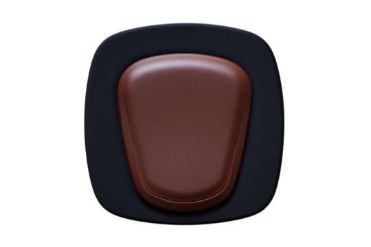 Minimalist abstract oval design featuring a smooth, glossy brown inner shape within a darker matte frame.