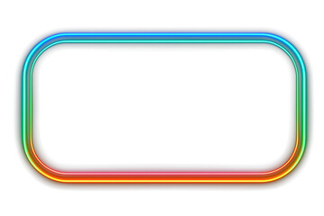 Neon glowing colorful gradient frame on black background,Glowing neon light. Neon frame with rounded corners.blank neon glowing frame isolated on white