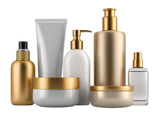 Skincare Cosmetic Beauty Product Bottles Isolated on Transparent Background PNG
