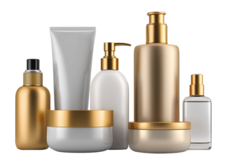 Skincare Cosmetic Beauty Product Bottles Isolated on Transparent Background PNG
