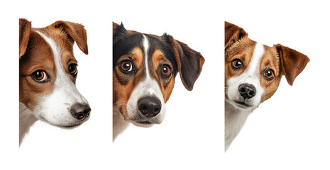 Dog Peaking on Side Wall Set Isolated on Transparent Background PNG
