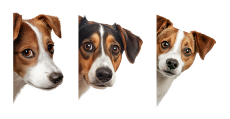 Dog Peaking on Side Wall Set Isolated on Transparent Background PNG
