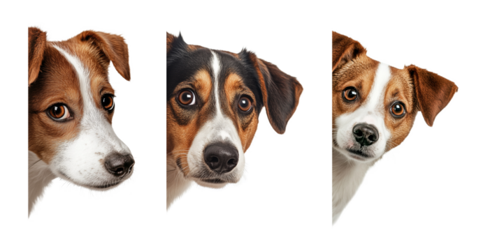 Dog Peaking on Side Wall Set Isolated on Transparent Background PNG