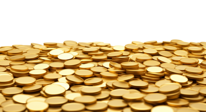 Gold Coins Field Footer Isolated on Transparent Background PNG
