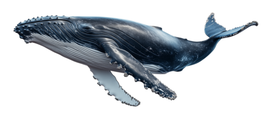 Humpback Whale Isolated on Transparent Background PNG
