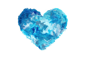 Fototapeta premium Abstract blue liquid heart shape with swirling patterns image, Isolated On Png Transparent Background
