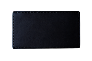 Classic Black Rectangular Leather Patch with Visible White Stitching Detail