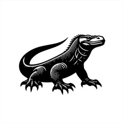 Black and White Stylized Lizard Illustration.