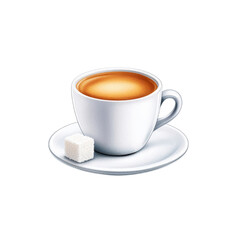 Obraz premium Freshly brewed coffee with sugar cube on a saucer