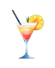 Colorful tropical cocktail with citrus garnish