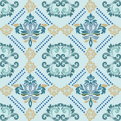 Damask flower pattern Vintage wallpaper in Baroque style Seamless vector, background, fabric, wallpaper, package. Elegant damask floral ornament.