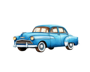 Vintage blue car illustration with classic design