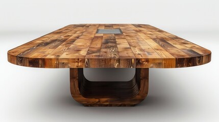  rectangular table made of light oak, isolated on white surface with white background, 