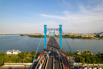 Aerial view of  Xiangyang Ancient  city in Hubei, on the Han River, built in Western Han...