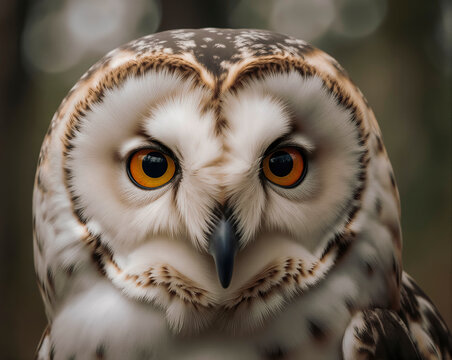 B&uacute;ho blanco con mirada aguda y penetrante posado en la penumbra, transmitiendo sabidur&iacute;a y majestuosidad silente