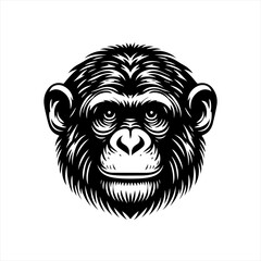 Obraz premium Stylized Black and White Chimpanzee Face Illustration.