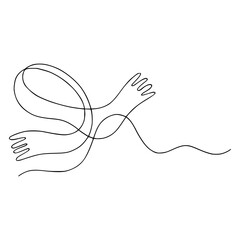 Fototapeta premium Minimalist continuous line drawing of intertwined abstract shapes, rendered in black on a clean white background