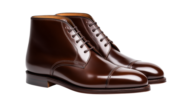 A pair of classic dark brown leather dress boots for men's heritage fashion