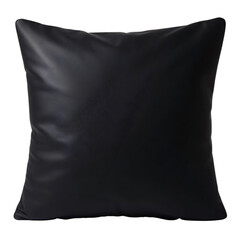 Elegant Black Leather Pillow with Subtle Folds Isolated on a Dark Background