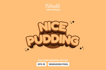 nice pudding  3d logo template editable text effect style