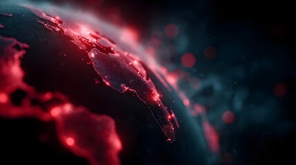 Global pandemic data visualization with glowing red network