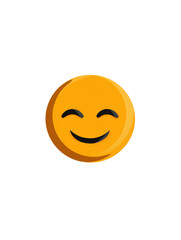 Fototapeta premium Smiling yellow circle with closed eyes emoji smile, Isolated On Png Transparent Background