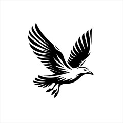 Obraz premium Stylized Black Silhouette of a Seagull in Flight.