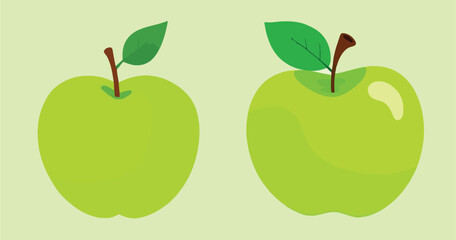 Flat Design Green Apple Vector Illustration