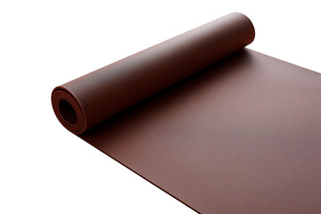 Unfurling rich chocolate brown smooth material sheet with gentle folds on a minimalist dark surface
