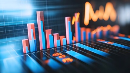 Digital bar graphs illustrating financial data.