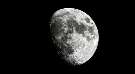 Close-up view of the gibbous moon, showcasing detailed craters and the lunar surface against the dark cosmos