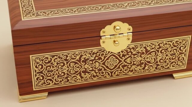 Ornate Wood Treasure Box with Gold