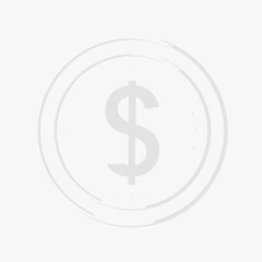 Obraz premium Light Gray Dollar Coin Icon with Brushstroke Circle Border