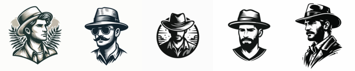 VECTOR IMAGE OF A MAN WEARING A HAT ON A WHITE BACKGROUND