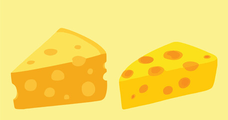 Cartoon Yellow Cheese Slice Vector Clipart