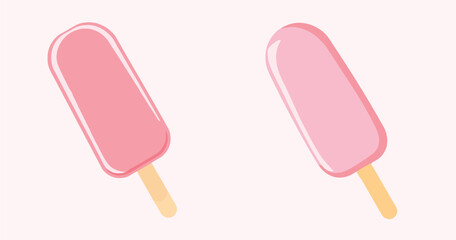 Flat Design Pink Popsicle Vector Clipart Set