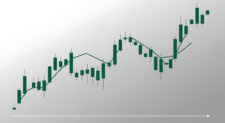 Obraz premium Green Candlestick Chart Showing Upward Trend.