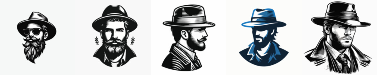 VECTOR IMAGE OF A MAN WEARING A HAT ON A WHITE BACKGROUND