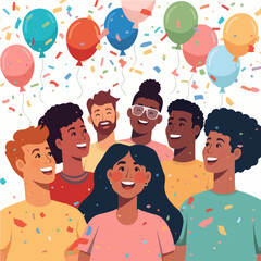 Diverse People Laughing Together in Festive Mood