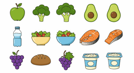 Food Icon - Fruits and Healthy Drink Icons